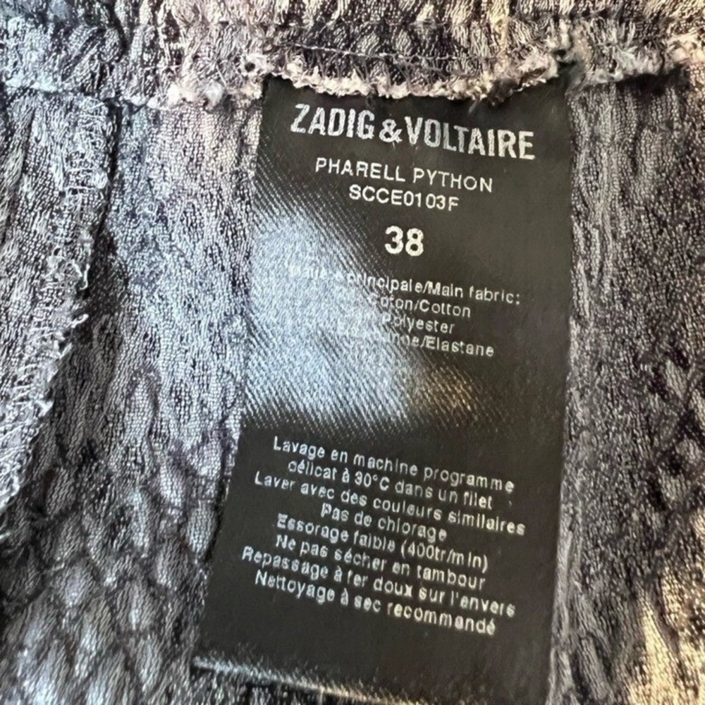Zadig & Voltaire Pharell Python Pants Women Sz Med Grey Leggings Indie Chic Edgy - Picture 7 of 12